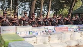 সুনামগঞ্জের সীমান্তে বিপুল পরিমাণ ভা র তী য় পন্য জব্দ করেছে বি জি বি