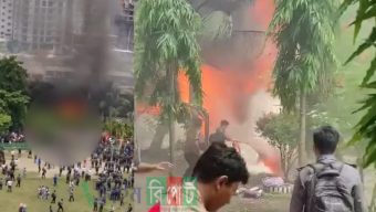 উত্তরার দিয়াবাড়িতে বাংলাদেশ বিমানবাহিনীর প্রশিক্ষণ বিমান বিধ্বস্ত