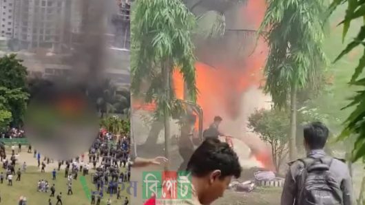 উত্তরার দিয়াবাড়িতে বাংলাদেশ বিমানবাহিনীর প্রশিক্ষণ বিমান বিধ্বস্ত