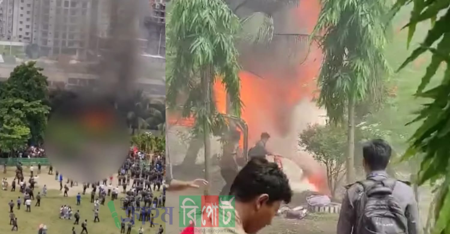 উত্তরার দিয়াবাড়িতে বাংলাদেশ বিমানবাহিনীর প্রশিক্ষণ বিমান বিধ্বস্ত
