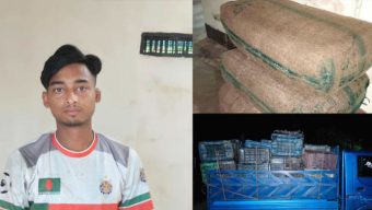 জৈন্তাপুরে ভা র তী য় এলাচ ভর্তি পিকআপ সহ আ ট ক -১