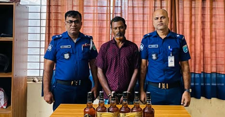 মাধবপুরে বিদেশী ম*দ সহ গ্রে ফ তা র ১