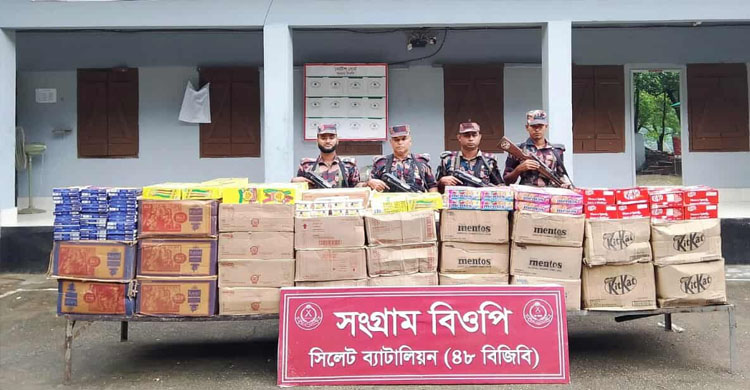 সিলেটে প্রায় ৮১ লক্ষ টাকার চো*রাচালানির মালামাল জ*ব্দ