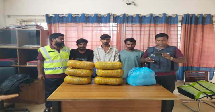 মাধবপুরে ১৫ কেজি গাঁ*জাসহ তিনজন গ্রে*প্তার