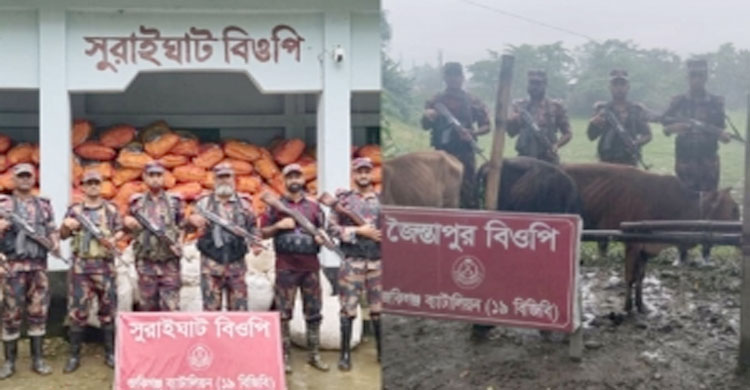 জৈন্তাপুর কানাইঘাটে ৫৪ লাখ টাকার বেশি ভা র তী য় চোরাচালানী মালামাল জ*ব্দ