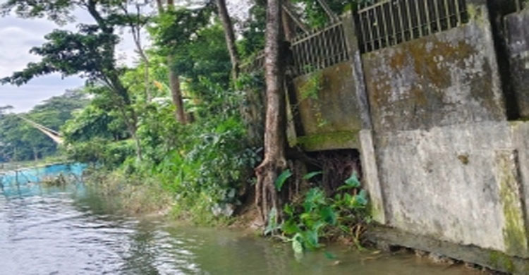 গোয়াইনঘাটে নদীগর্ভে বি*লীনের  পথে জেলা পরিষদ ডাকবাংলো